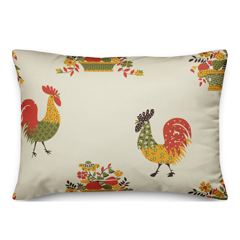 Coussin Rooster, Pêche / orange