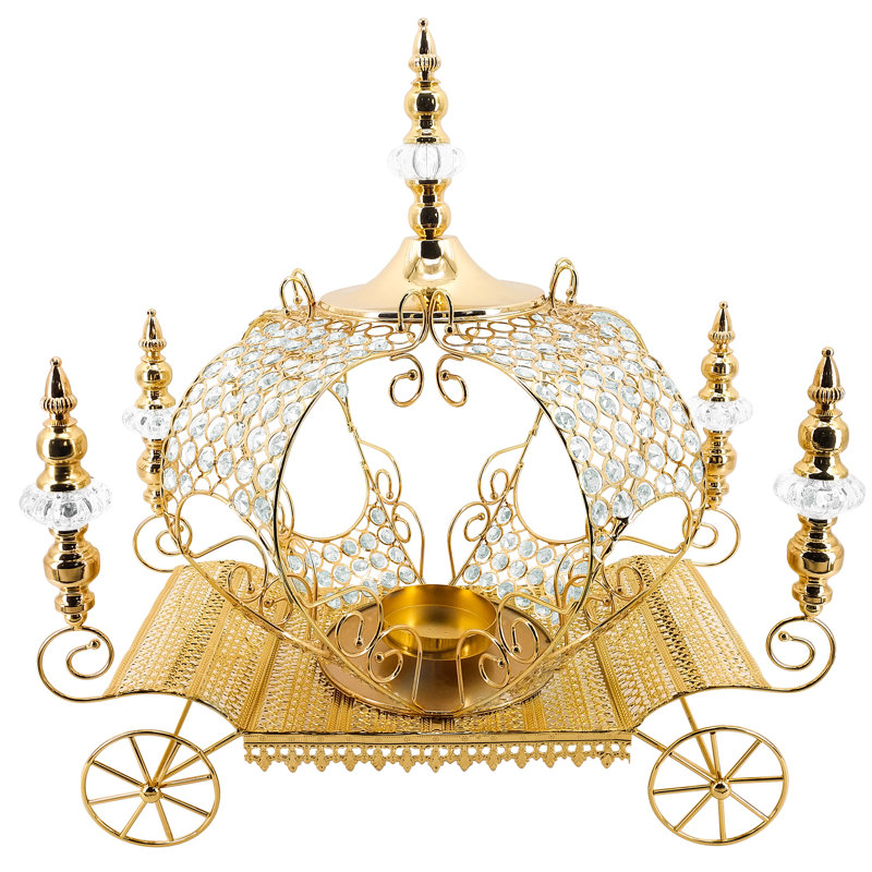 23.5'' H Crystal Tabletop Lantern, Gold