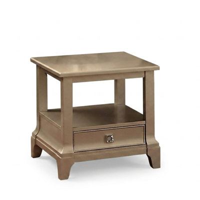 Xarin 24 po Table de bout rectangulaire en bois argenté avec tiroirs doublés de feutre et tablette ouverte