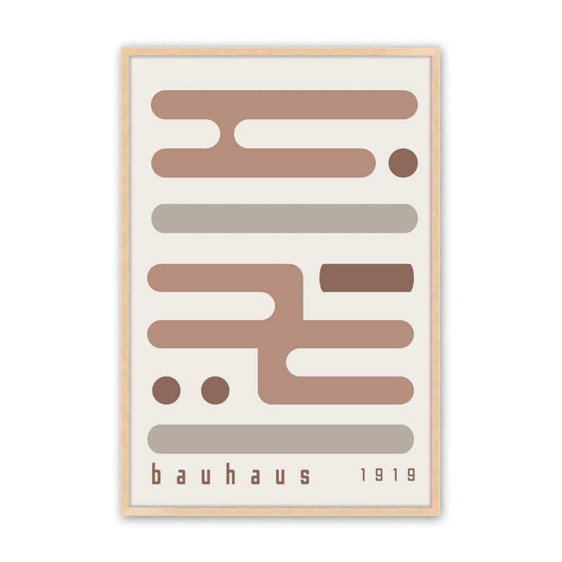 Brown Bauhaus Minimalist Circuitry I Print dans un cadre, H 21 po x l 17 po x P 1,25 po, Érable brut
