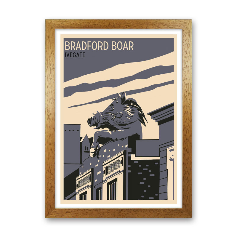 Bradford Boar by Richard O'Neill - Print, Brown Framed, 46cm H x 34cm W x 3cm D