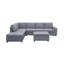 Canapé d'angle modulable réversible 7 places Cassia 120 po en lin gris pâle avec pouf