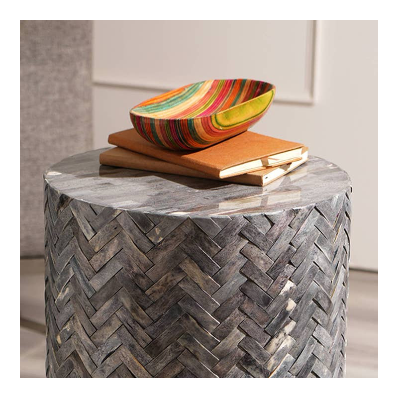Side Table | Bone Inlay End Table with D-Mate Pattern |18"