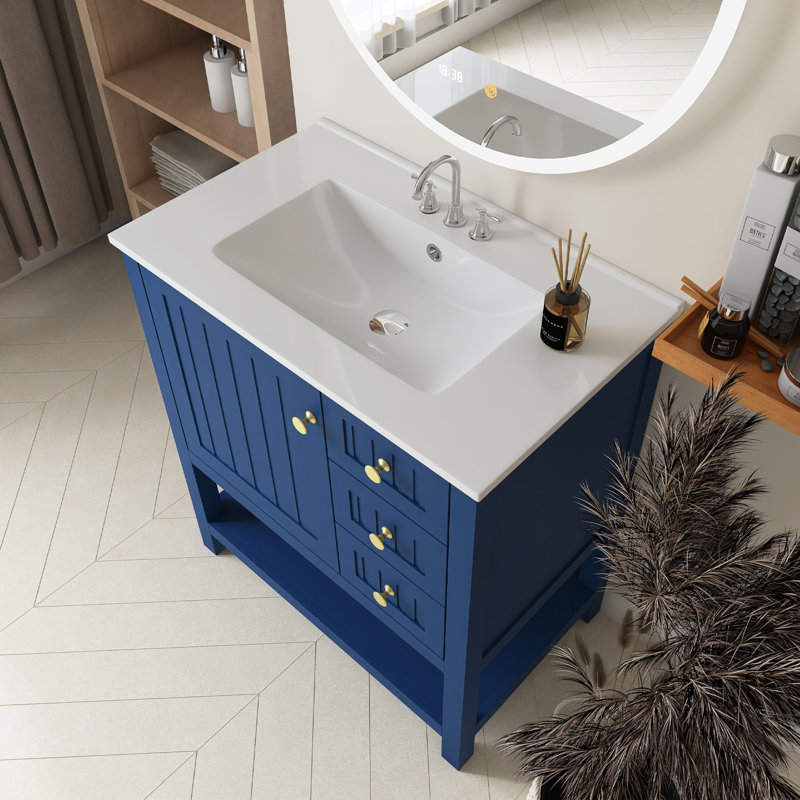 Ensemble de meuble-lavabo simple 30 po Malai, Bleu