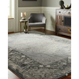 Floral Area Rug in Gray