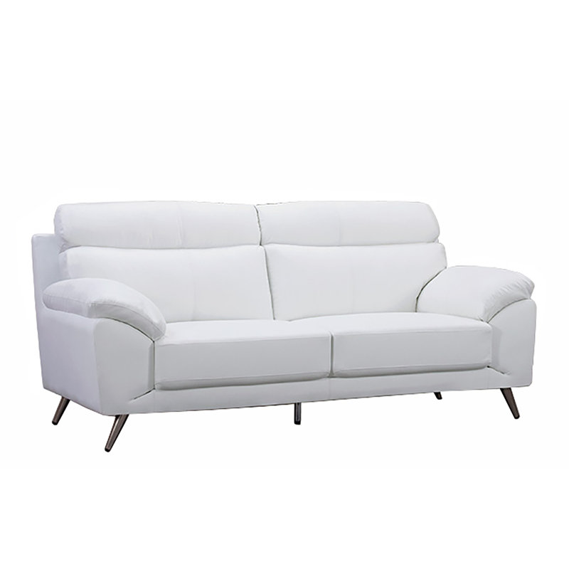 Canapé en cuir véritable 80 po Linnell, Blanc