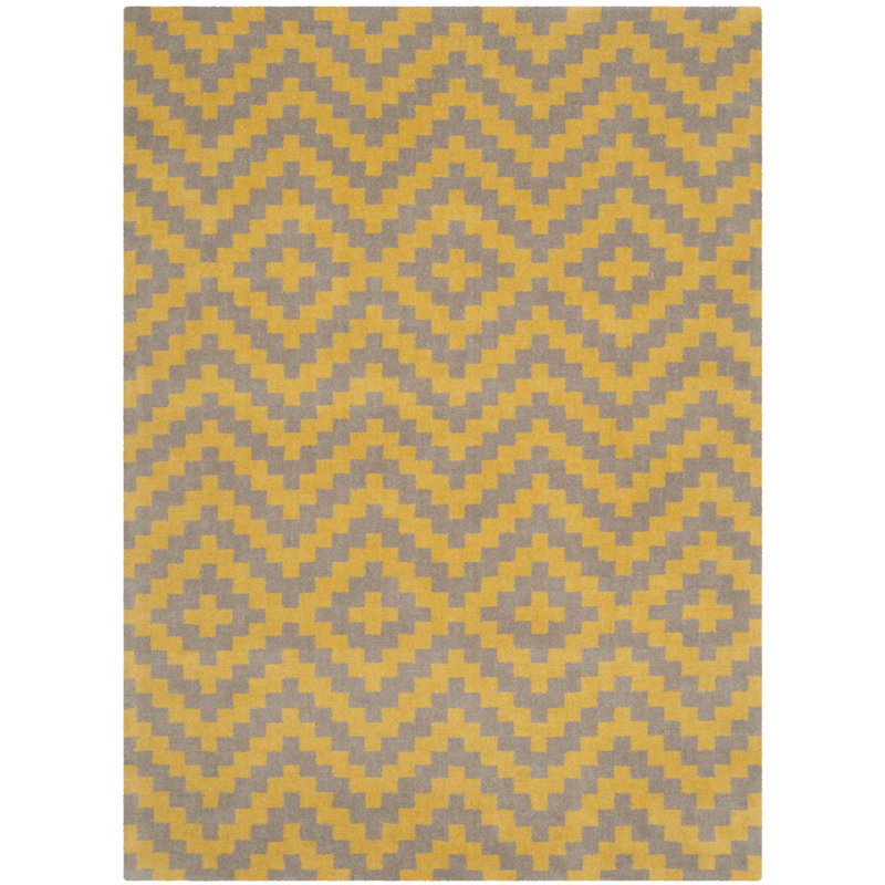 Elegant Taupe & Gold Hand-Tufted Wool Rectangular Rug, 3' x 5'