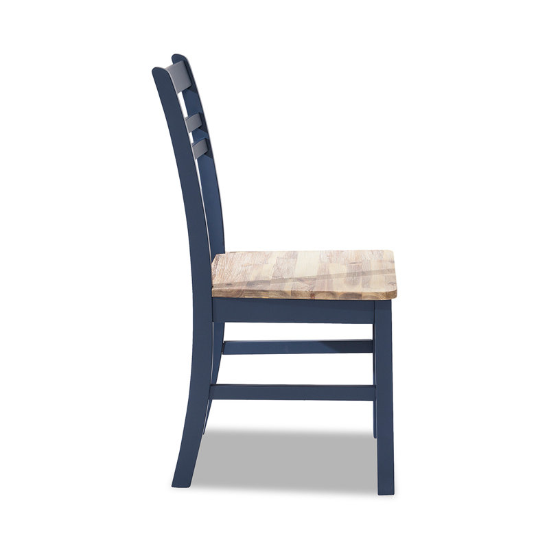 Bayou 48cm H Solid Wood Ladder Back Side Chair, Navy Blue