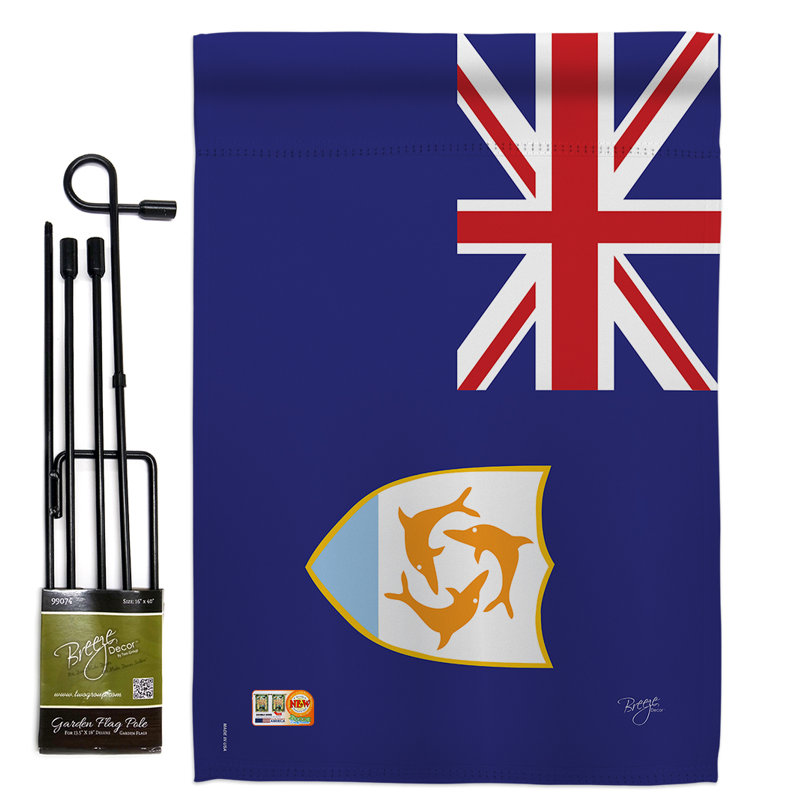Polyester 18,5 x 13 po anguilla 2 côtés ensemble de drapeau