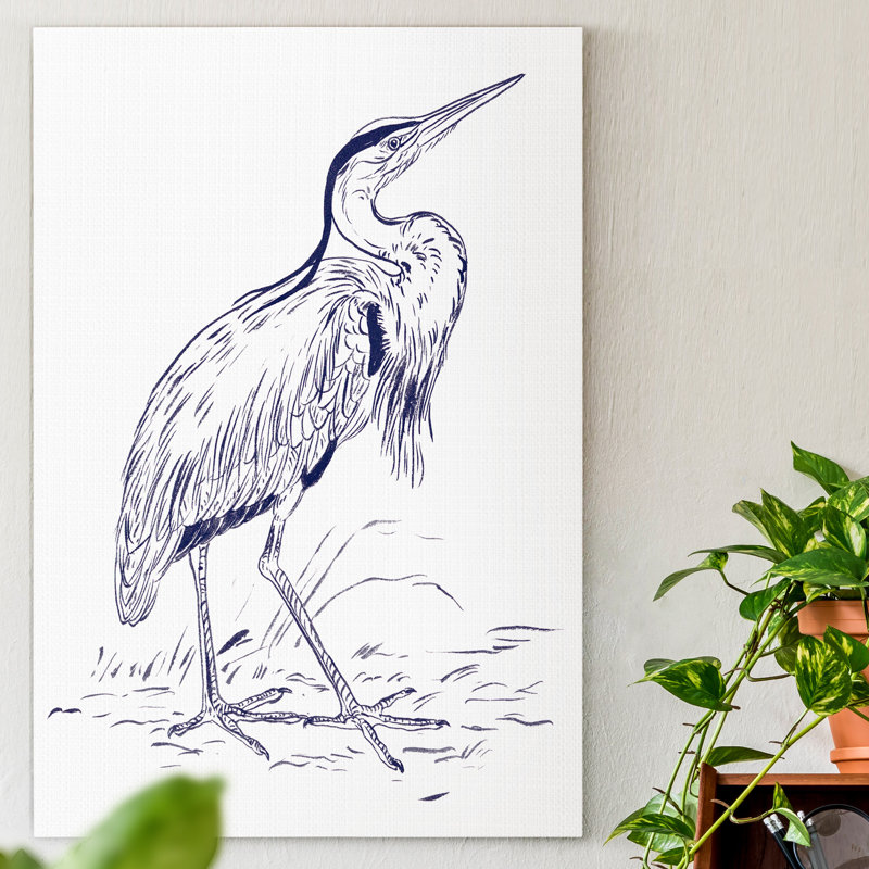 Indigo Heron II - impression sur toile tendue, H 36 po x l 24 po x P 1 po