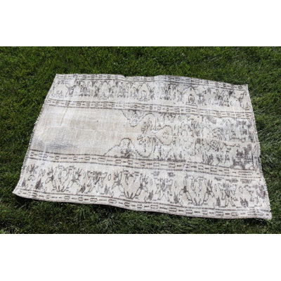 Vintage Anatolian Turkish Wool Rug with Beige Patchwork Design for Home Decor