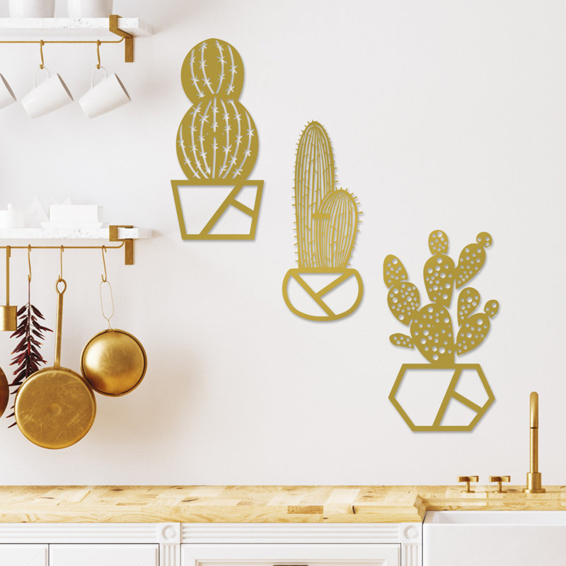 Élégant accessoire mural décoratif en métal (3 pièces), finition dorée, 9,8 po x 17,7 po | 100% métal avec une épaisseur de 0,06 po | Conception murale facile, parfaite pour la décoration moderne et les espaces de vie élégants