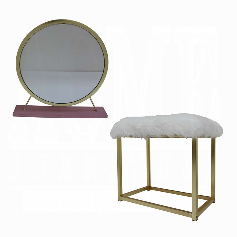 Miroir et tabouret de coiffeuse Adao, Doré