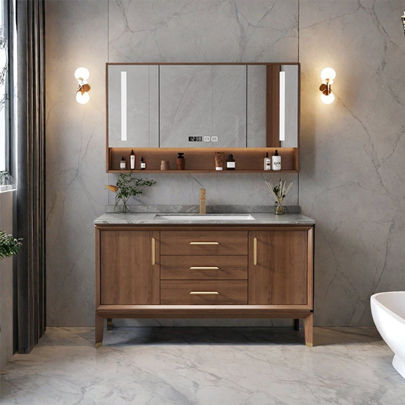 Modern simple high-end bathroom cabinet, Brown