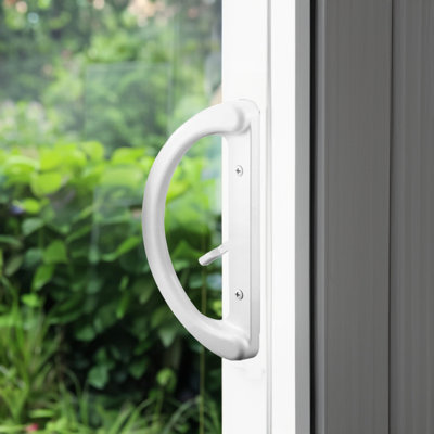 8" Sliding Patio Glass Door Handle Set Replacement | Non-keyed Diecast Aluminum Handle | Fits 3-15/16" Hole Spacing | Interior And Exterior Sliding Door Hardware