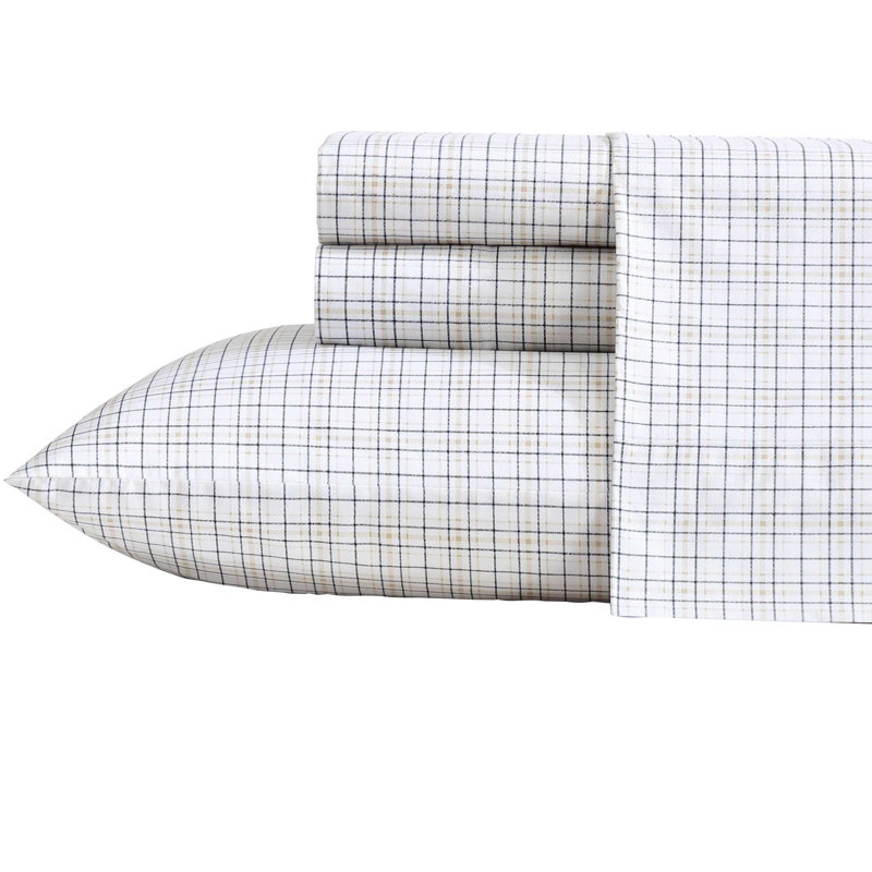 Ensemble de draps en percale de coton 200 fils Bradford, Ensemble de draps pour lit simple avec 1 taie d'or, Gris uni