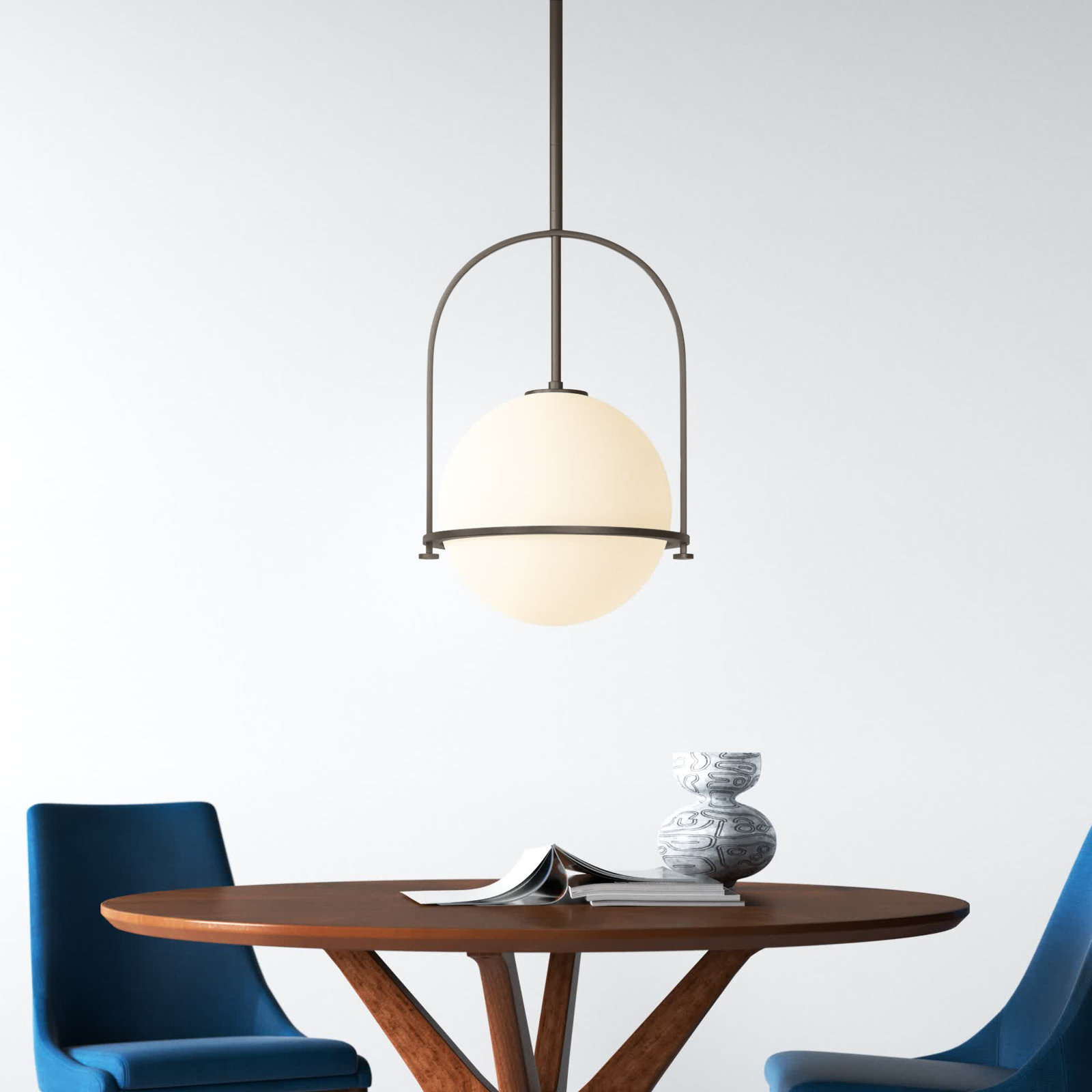 Arie Dimmable Single Light Pendant, 23" H x 15.5" W x 15.5" D, Buckeye Bronze