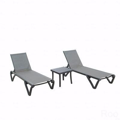 Ensemble de chaises longues d'extérieur en polypropylène et en aluminium à 5 positions réglables