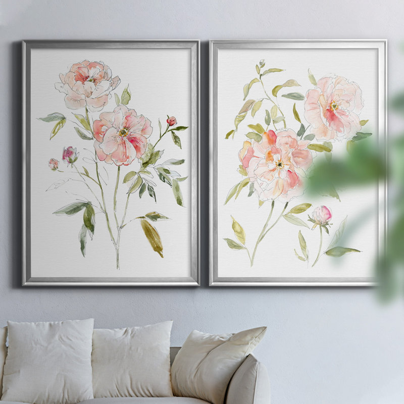Carnet de croquis «Cottage Rose I», ensemble de 2 reproductions d'art, H 22,5 po x l 61 po x P 1,5 po, Pas de tapis