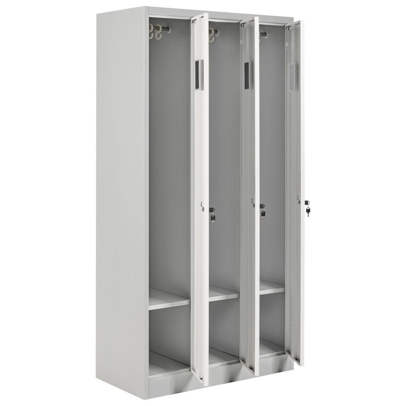 ATHLETE Steel 1 - Tier 90cm Gym Locker with Lock Bar, Grey/White