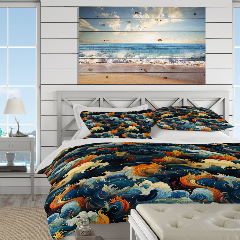 Ensemble de housse de couette Ocean of Tranquility Mediation - Coastal, Housse de couette simple + 1 taie décorative stan