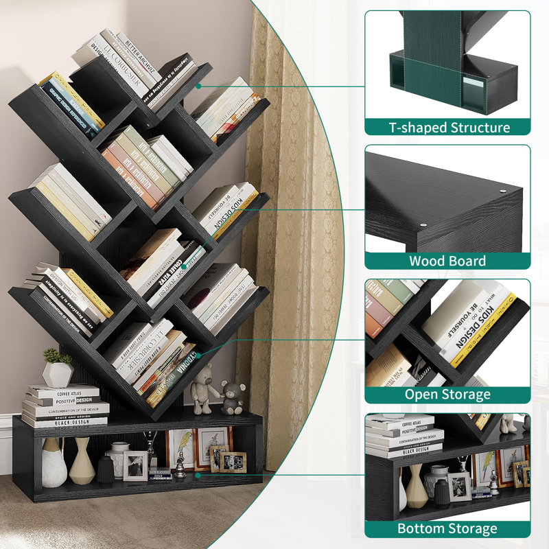 103cm H x 57cm W Geometric Bookcase, Black