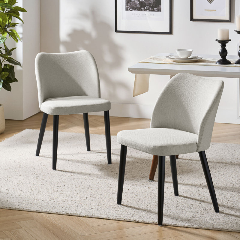 Odon Mid-Century Modern Dining Chair With Solid Wooden Legs Set Of 2, Grey