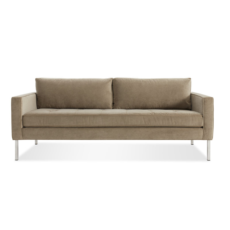 Paramount Sofa, Stainless Steel, Otter Velvet Velvet, 32" H x 95" W x 34" D