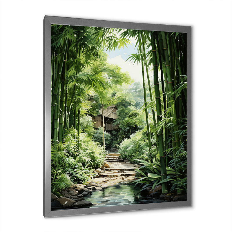«Jade Journey Green Forest I», reproduction sur toile, H 32 po x l 16 po x P 1 po, Cadre photo argenté