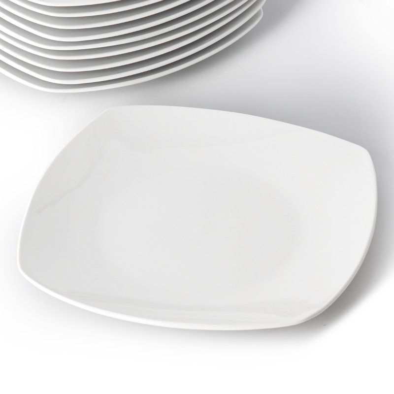 Latitude Run® 12 Piece Square Porcelain Large Dinner Plates in White