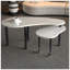 Table basse contemporaine rotative avec plateau en pierre frittée et pieds en bois d'hévéa massif, parfaite pour le salon et le bureau personnel-129149146