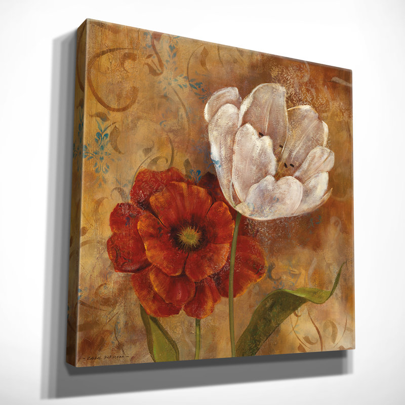 « fleur duet i »-reproduction d’huile sur toile tendue, H 24 po x l 24 po x P 1,5 po