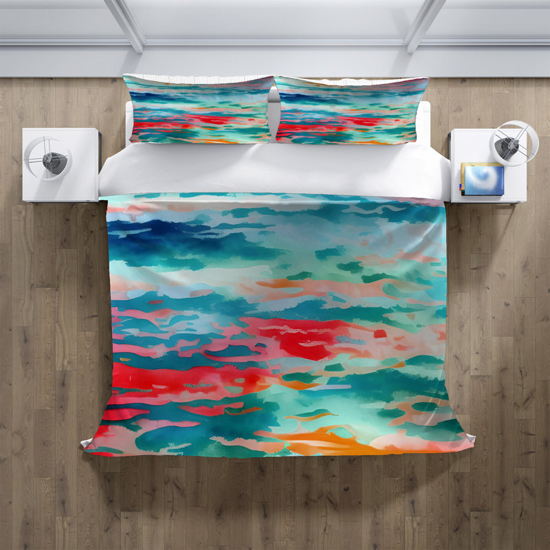 Polyester Abstract Duvet Cover, King Duvet Cover + 2 King Shams