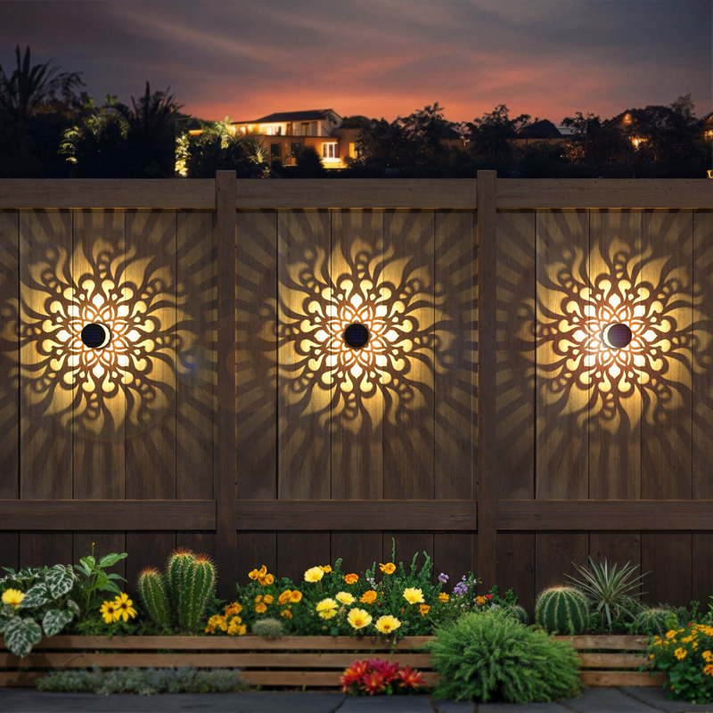 2 Pack Solar Fence Lights Metal Solar Powered Outdoor Waterproof Wall Deck Step Lights For Garden