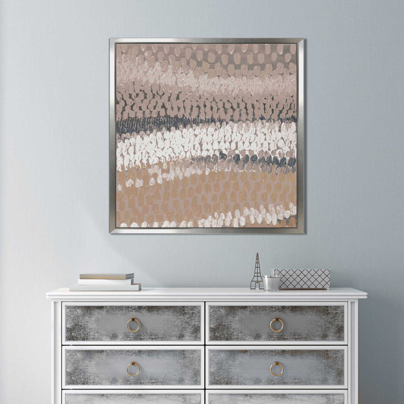 «Modern Harvest Abstract I», reproduction de peinture à l'acrylique sur toile, H 27,5 po x l 27,5 po x P 2 po, Cadre argenté