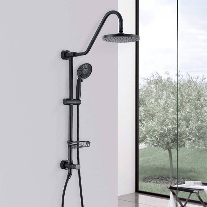 Stainless Steel Dual Shower Head Setup With 8" Rain And Handheld In Oil-Rubbed Flash Bronze Kit Scale Spray Holes
