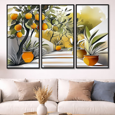 Citrons de la Méditerranée II - ensemble d'art mural sur toile d'agrumes 3 pièces