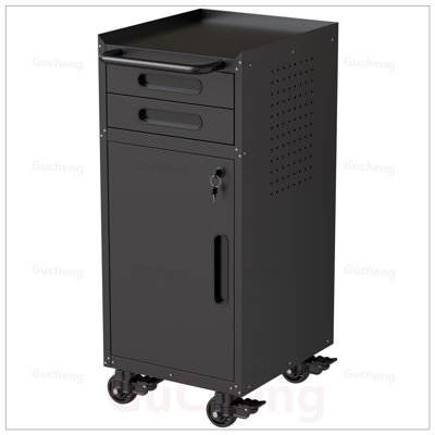 Armoire à outils roulante étroite - rangement de garage peu encombrant avec porte verrouillable, 2 tiroirs et grande poignée pour les espaces restreints