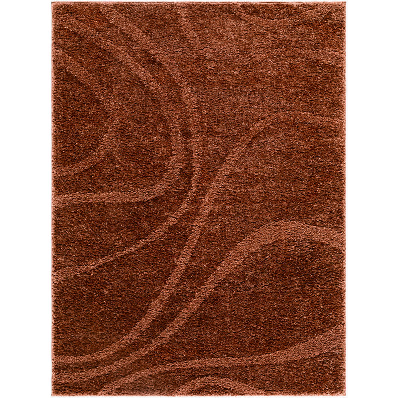 Tapis tissé à la machine Farshid, Rectangle 6 pi 7 po x 9 pi, Rouille