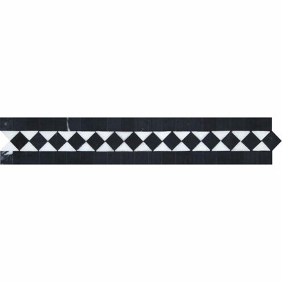 Thassos White 2" X 12" Bias Border With Marble Look Wall Border