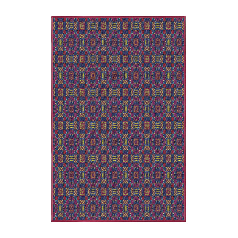 Tapis mauve à motifs/brun/orange Horigan, Rectangle 5 pi x 7 pi