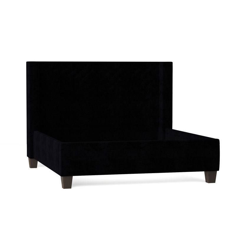 Bren Upholstered Wingback Bed, Queen, Sachi Wheatgrass, Brown Mahogany