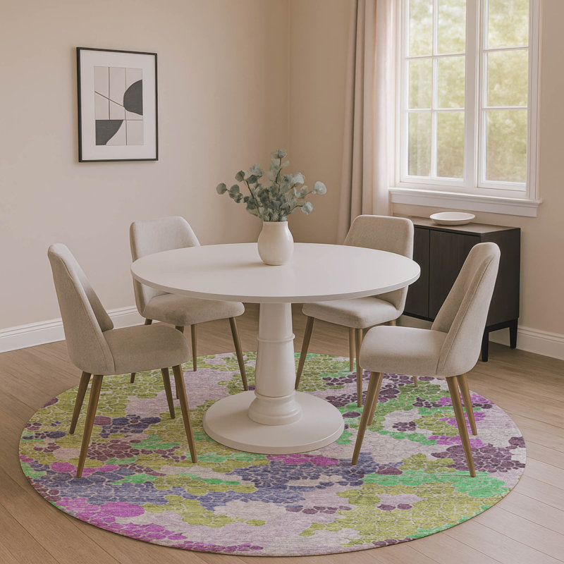 Premium Machine Washable Farolt AMF1906 Geometric Rug, Round 8'