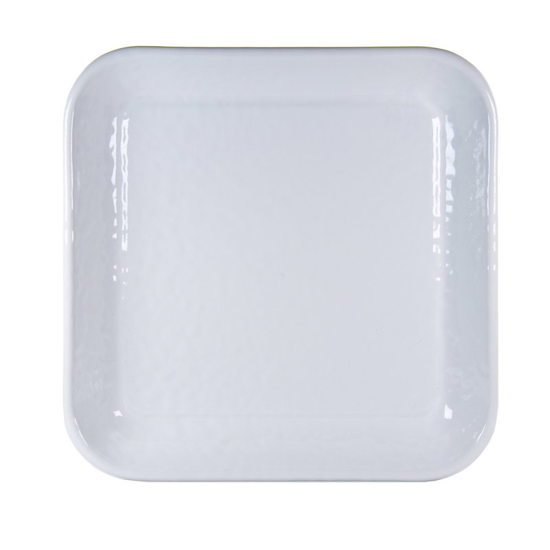 Solid 10.5'' Handmade Square Dinner Plate, White