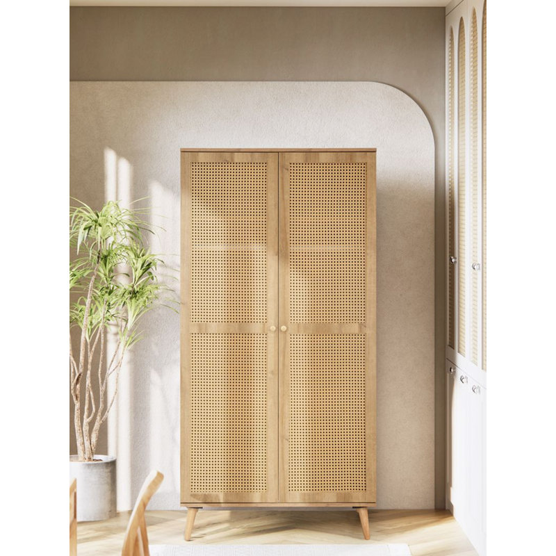 Manila Rattan 2 Door Double Wardrobe, Oak
