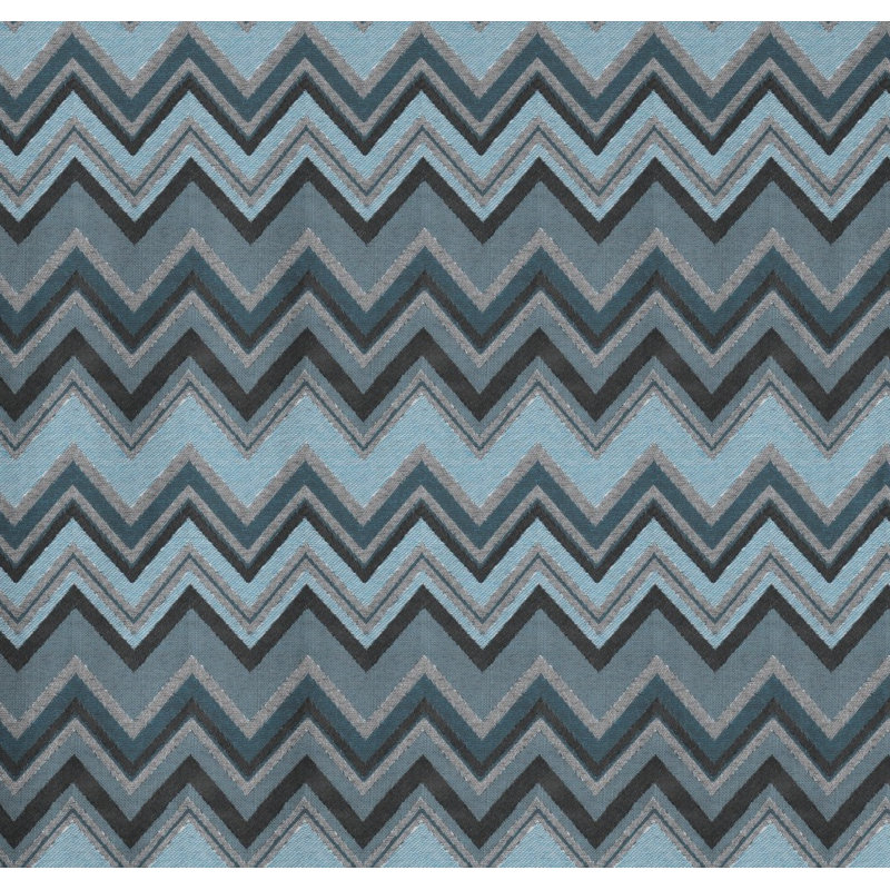 Kurtus Room Darkening Curtain Single Panel, 132 W x 225 D cm, Blue/Black/Grey