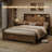 Wood Bed Frame with Storage Headboard, LED Platform Beds with Charging Station, No Box Spring Needed-128948065
