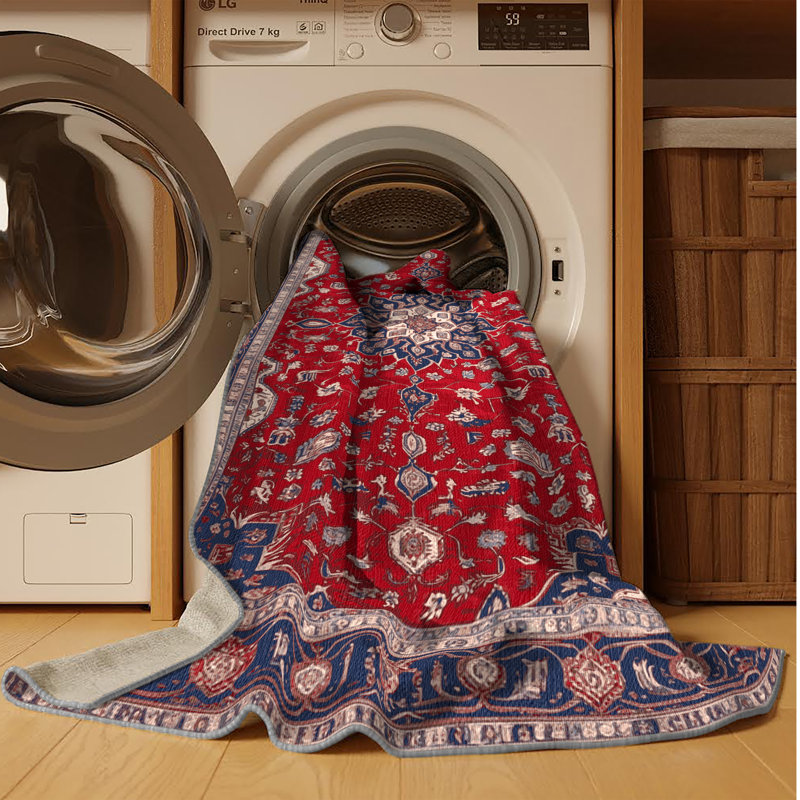Tapis brun lavable à la machine, Carré 7 pi