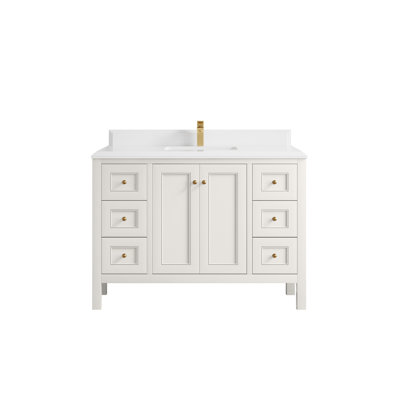 Nashville 48 In. W X 22 In. D Single Sink Bathroom Vanity In Alabaster With Cove Edge 
