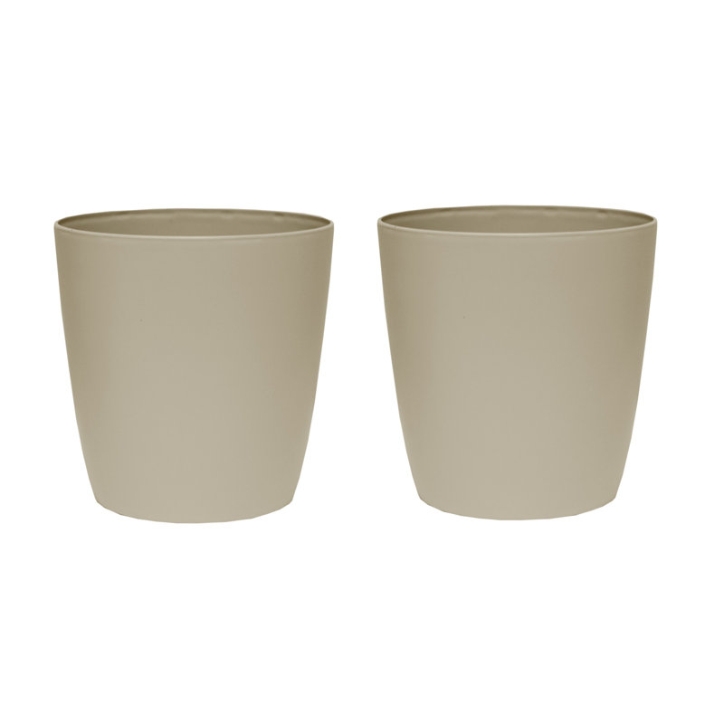 Aria Round Self Watering Planter, Beige, 12.07" H x 12" W x 12" D